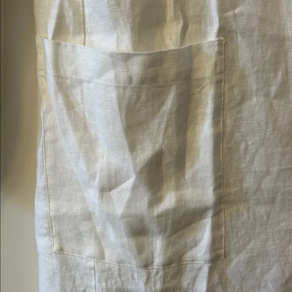 EUC White Linen One-Button Jacket/Top - Picture 5 of 6